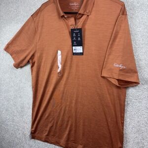 Walter Hagen Golf Polo Men's Small Leaf Orange Performance 11 Champ‎ Stripe NEW